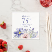 Serviette En Papier Élégante fête du 75e anniversaire rose violet (En situation)