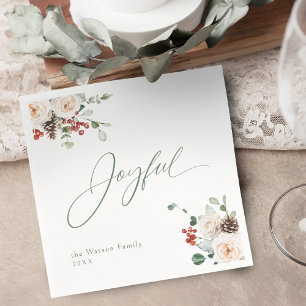 Serviette En Papier Élégante Fête Florale Joyeuse de Noël