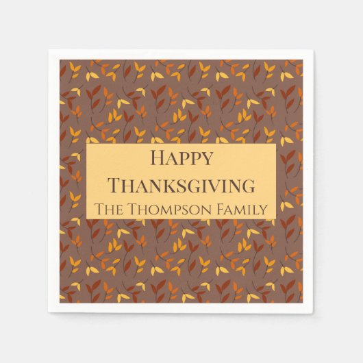 Serviette En Papier Élégante feuille d'automne (Devant)