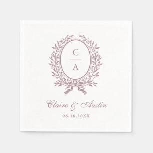Serviette En Papier Elégante feuille d'olive couronne vintage mariage