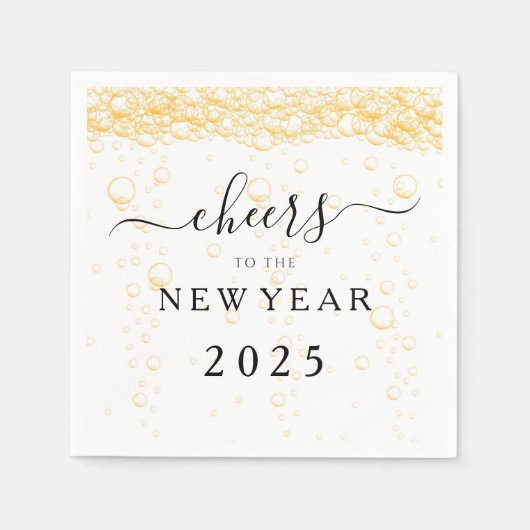 Serviette En Papier Elégante Fizz Bubbles Cheers Nouvel An Réveillon (Devant)