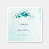 Serviette En Papier Élégante Fleur Bleue Mariage Personnalisé (Devant)