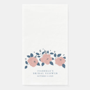 Serviette En Papier Élégante Fleur de Jardin Bleue Personnalisée pour 