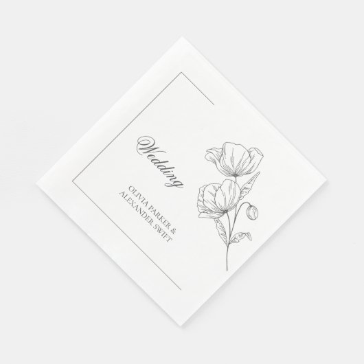 Serviette En Papier Élégante fleur de pavot moderne mariage Papier Nap (Coin)