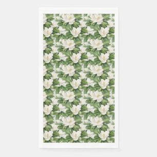 Serviette En Papier Élégante Fleur Magnolia Blanche sans couture