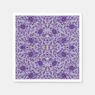 Serviette En Papier Élégante Fleur pourpre Damas
