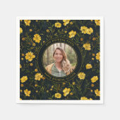 Serviette En Papier Elégante Fleurs de tasse à beurre jaune fête d'ann (Devant)