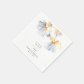 Serviette En Papier Elégante Fleurs douces Mariage bleu foncé (Coin)