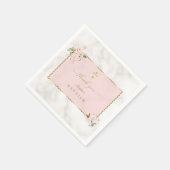 Serviette En Papier Élégante Fleurs Roses Baptême Or (Coin)