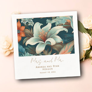 Serviette En Papier Elégante Fleurs tropicales Mme M. Floral Mariage