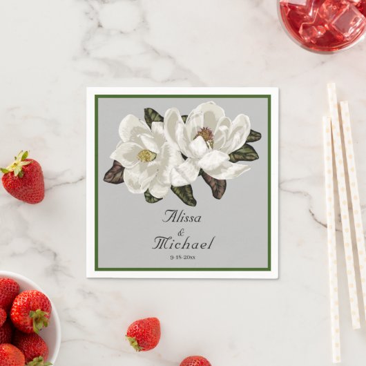 Serviette En Papier Élégante floraison de Magnolia (En situation)