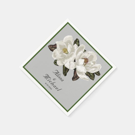 Serviette En Papier Élégante floraison de Magnolia (Coin)