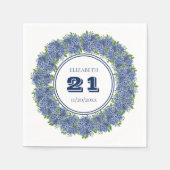 Serviette En Papier Elégante Floral Blue Hydrangea 21e fête d'annivers (Devant)