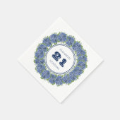 Serviette En Papier Elégante Floral Blue Hydrangea 21e fête d'annivers (Coin)
