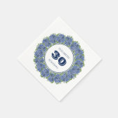 Serviette En Papier Elégante Floral Blue Hydrangea 30e fête d'annivers (Coin)
