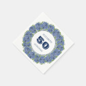 Serviette En Papier Elégante Floral Blue Hydrangea 50e fête d'annivers (Coin)