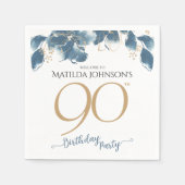 Serviette En Papier Elégante Floral Custom 90e fête d'anniversaire (Devant)