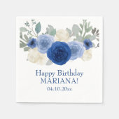 Serviette En Papier Elégante Floral Navy Blue Floral fête d'anniversai (Devant)