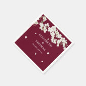 Serviette En Papier Élégante florale Bourgogne Mariage Blancs (Coin)