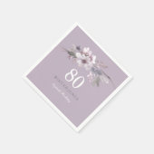 Serviette En Papier Elégante florale violette 80e fête d'anniversaire (Coin)