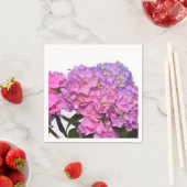 Serviette En Papier Elégante florales violettes roses hydrangées (En situation)