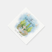 Serviette En Papier Elégante Fontaine | fleurs colombes Mariage Luxe (Coin)