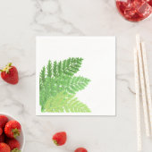 Serviette En Papier Élégante fougères vertes feuilles de bois (En situation)