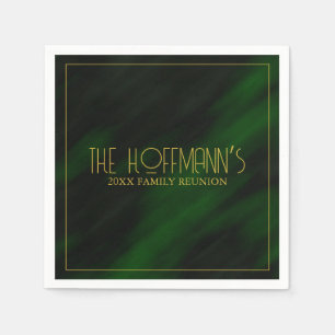 Serviette En Papier Elégante Frame Or Emerald Green Famille Réunion