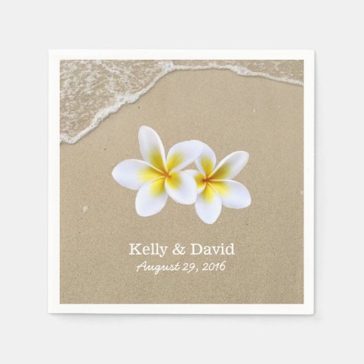 Serviette En Papier Elégante Frangipani Fleurs Plage Mariage (Devant)