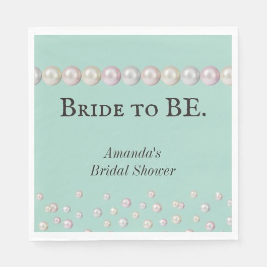 Serviette En Papier Élégante future mariée sarcelle bleu perle Baby Sh (Devant)