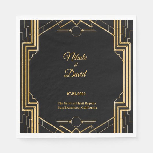 Serviette En Papier Elégante Gatsby Mariage Napkins Art Déco (Devant)