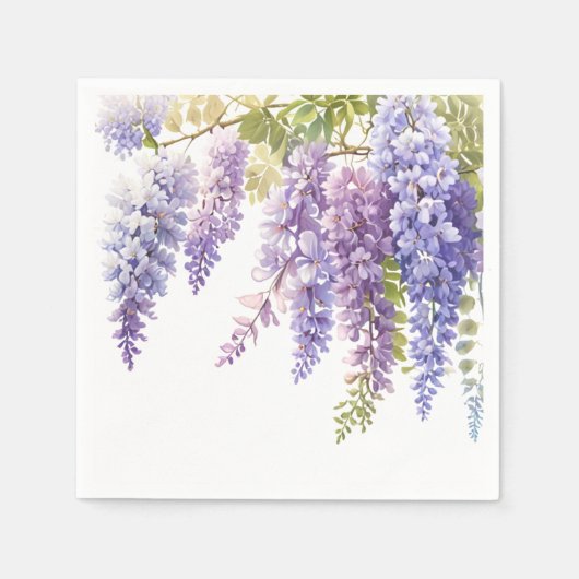 Serviette En Papier Elégante glycine violette d'aquarelle violet fleur (Devant)