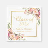 Serviette En Papier Élégante Gold Chic Floral Graduation Party (Devant)