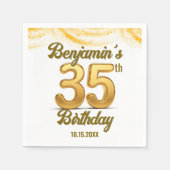 Serviette En Papier Elégante Gold Confetti 35ème anniversaire (Devant)