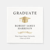 Serviette En Papier Élégante Gold Grad Graduation Party (Devant)