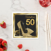 Serviette En Papier Elégante Gold High Heel 50e fête d'anniversaire (En situation)