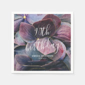 Serviette En Papier Elégante Gold Purple Blue Hydrangeas 90e anniversa (Devant)