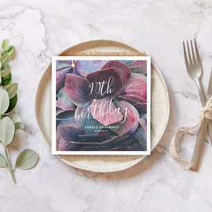 Serviette En Papier Elégante Gold Purple Blue Hydrangeas 90e anniversa