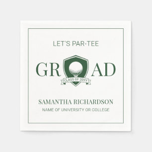 Serviette En Papier Élégante graduation de golf verte et blanche moder