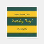 Serviette En Papier Élégante Grandes Vertes Et Or Moderne Anniversaire (Devant)