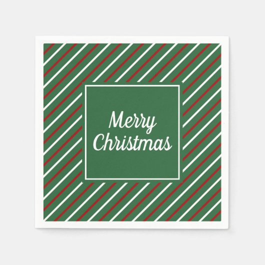 Serviette En Papier Élégante Grandes Vertes Noël (Devant)