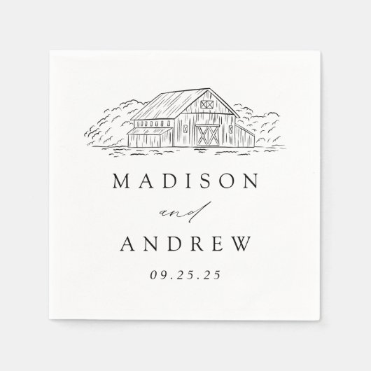 Serviette En Papier Élégante grange rustique Mariage personnalisé (Devant)