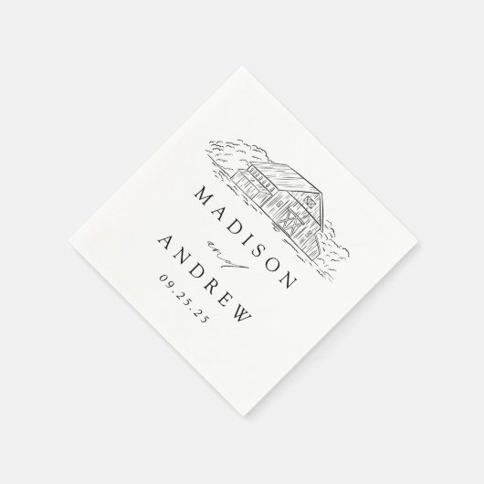 Serviette En Papier Élégante grange rustique Mariage personnalisé (Coin)