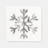 Serviette En Papier Élégante Gray Silver Snowflake Winter Party Napkin (Devant)