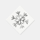 Serviette En Papier Élégante Gray Silver Snowflake Winter Party Napkin (Coin)