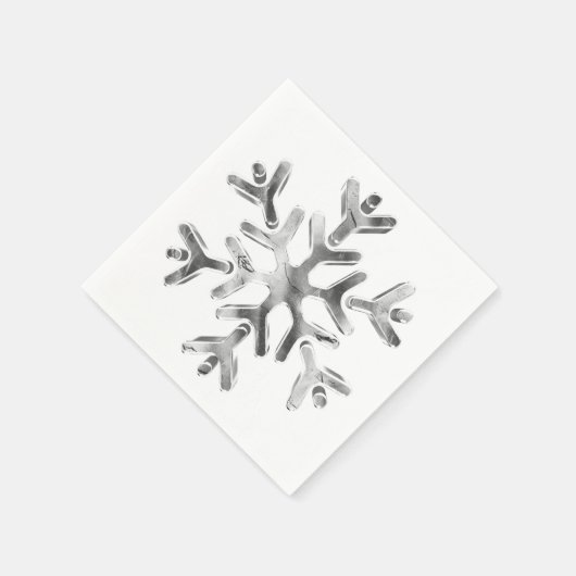 Serviette En Papier Élégante Gray Silver Snowflake Winter Party Napkin (Coin)
