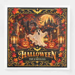 Serviette en papier élégante Halloween citrouille 