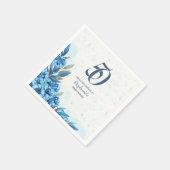 Serviette En Papier Elégante hiver Fleurs Bleues Bleues 50e anniversai (Coin)