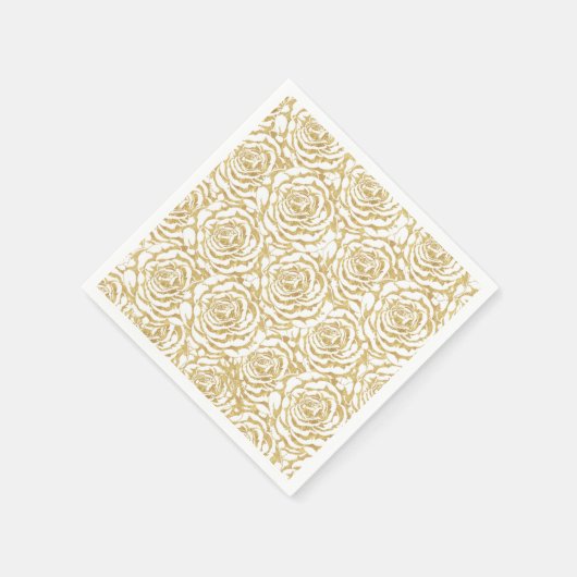 Serviette En Papier Elégante image rose or romantique motif (Coin)