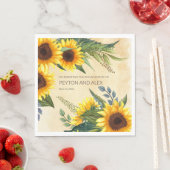 Serviette En Papier Elégante Jaune Brown Sunflowers (En situation)